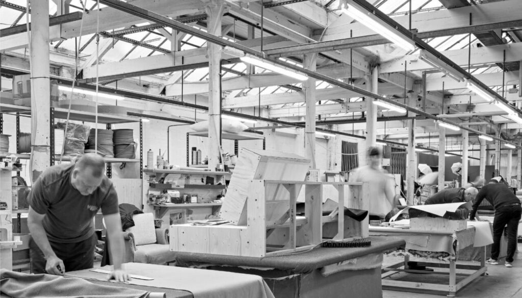 Joiners and upholsterers producing bespoke furniture at the Barton Bespoke workshop
