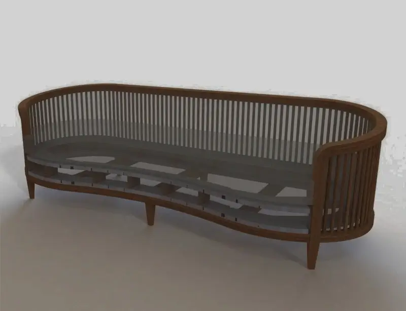 3D visualisation of a curved sofa frame