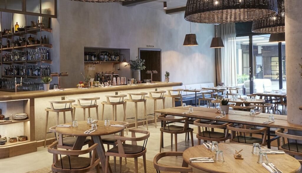 Finished bespoke restaurant chairs and bar stools installed at Passo, London